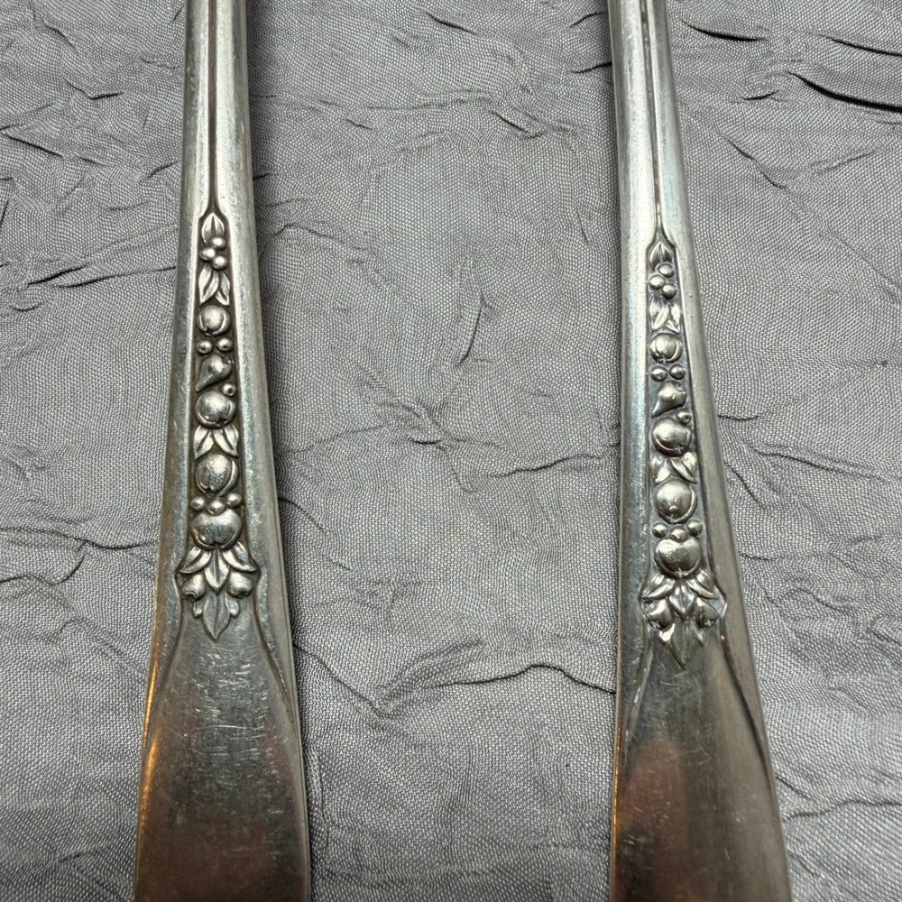 Wm Rogers & Son April 1950 Silverplate Serving Set Spoon and Fork 2pc IS